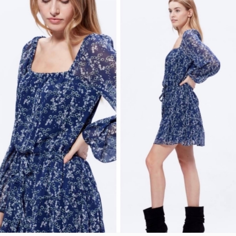 Paige Blue Floral Marjoram Dress, Extra Small
